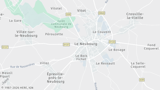 Carte de la zone d'intervention à Le Neubourg