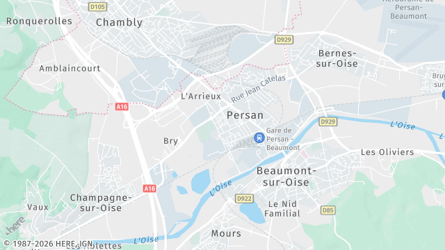 Carte de la zone d'intervention à Persan