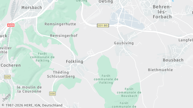 Carte de la zone d'intervention à Folkling