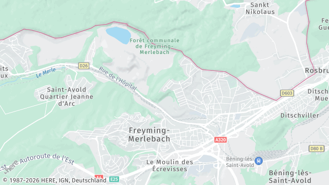 Carte de la zone d'intervention à Freyming-Merlebach