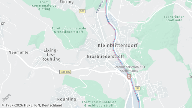 Carte de la zone d'intervention à Grosbliederstroff