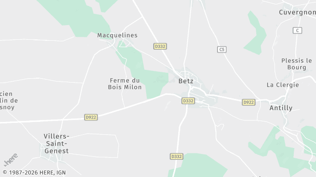Carte de la zone d'intervention à Betz