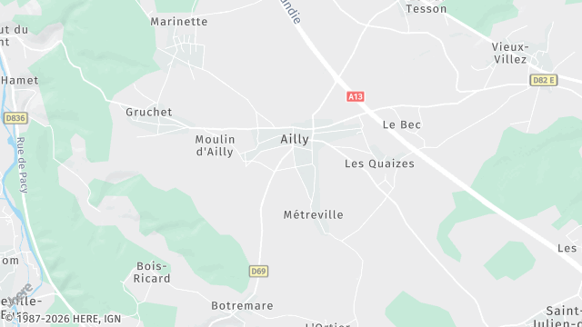 Carte de la zone d'intervention à Ailly