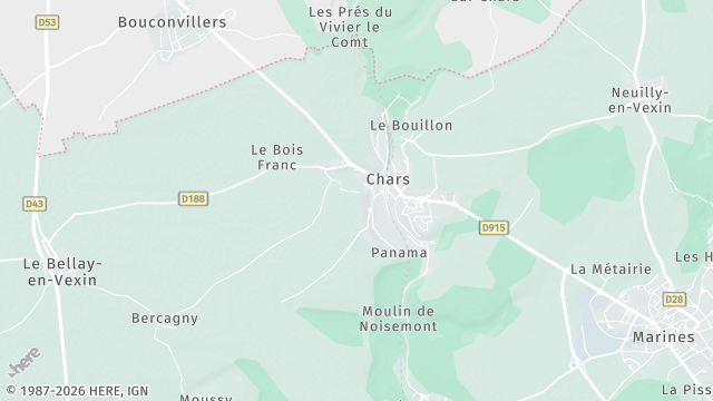 Carte de la zone d'intervention à Chars