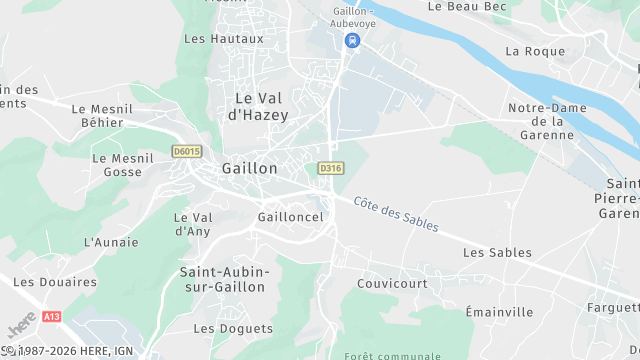 Carte de la zone d'intervention à Gaillon