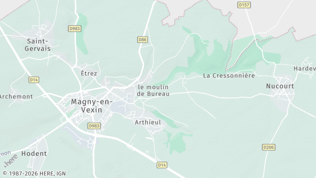 Carte de la zone d'intervention à Magny-en-Vexin