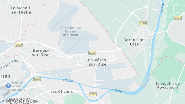 Carte de la zone d'intervention à Bruyères-sur-Oise