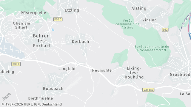Carte de la zone d'intervention à Kerbach