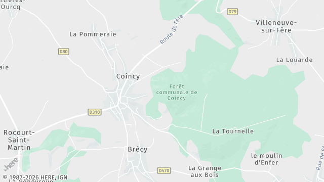 Carte de la zone d'intervention à Coincy
