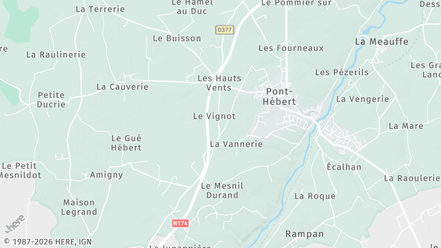 Carte de la zone d'intervention à Pont-Hébert