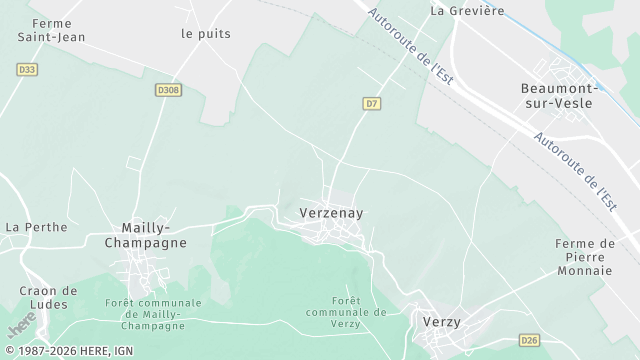Carte de la zone d'intervention à Verzenay