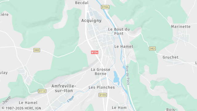 Carte de la zone d'intervention à Acquigny