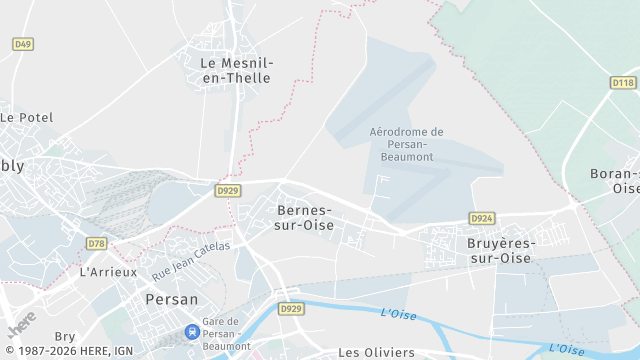 Carte de la zone d'intervention à Bernes-sur-Oise
