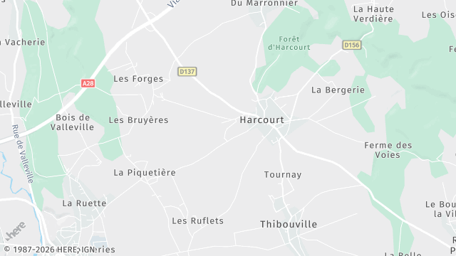 Carte de la zone d'intervention à Harcourt