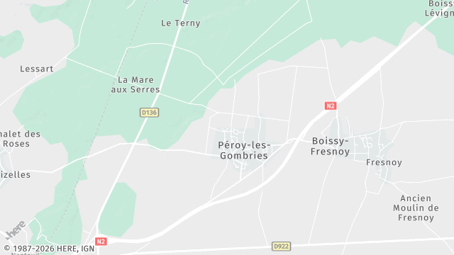Carte de la zone d'intervention à Péroy-les-Gombries