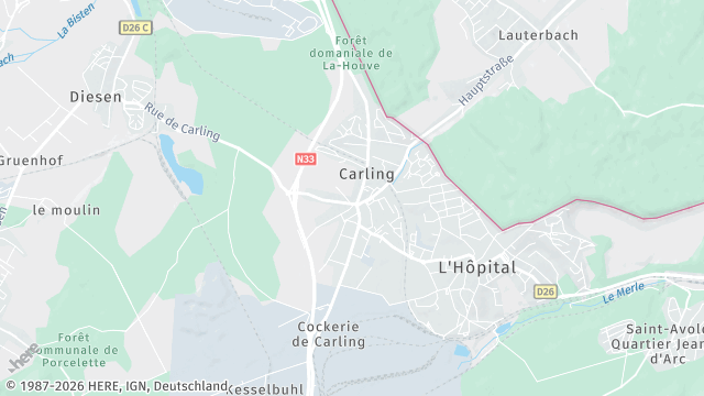 Carte de la zone d'intervention à Carling