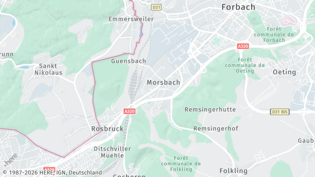 Carte de la zone d'intervention à Morsbach