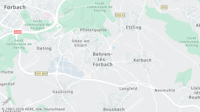 Carte de la zone d'intervention à Behren-lès-Forbach