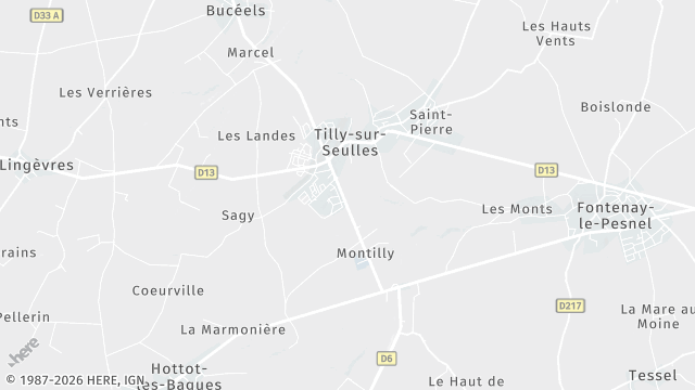 Carte de la zone d'intervention à Tilly-sur-Seulles