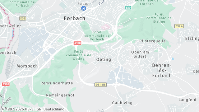 Carte de la zone d'intervention à Œting