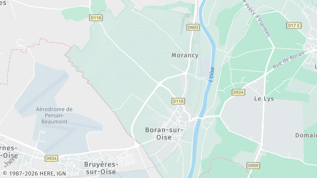 Carte de la zone d'intervention à Boran-sur-Oise