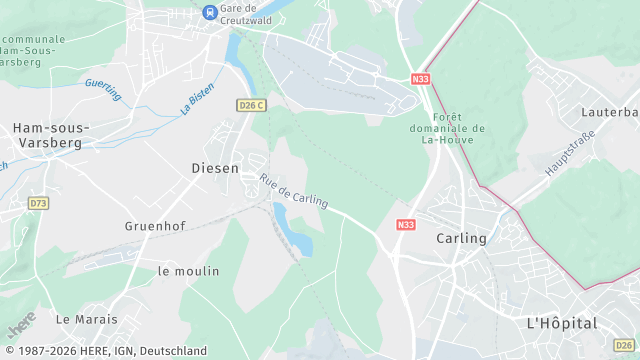 Carte de la zone d'intervention à Diesen