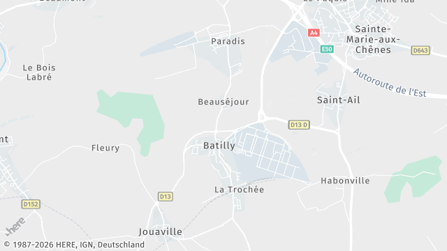 Carte de la zone d'intervention à Batilly