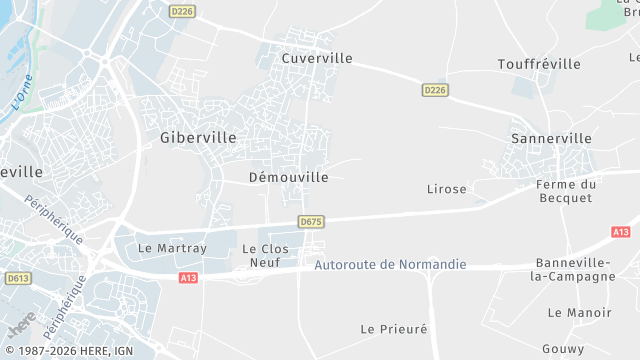 Carte de la zone d'intervention à Démouville