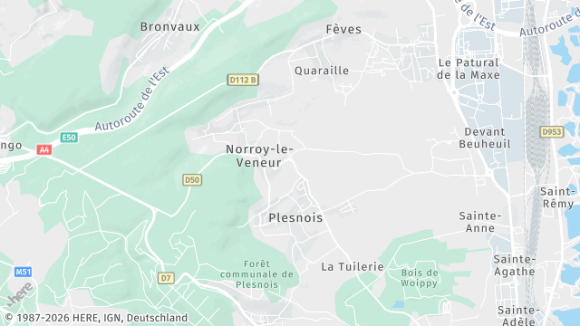 Carte de la zone d'intervention à Norroy-le-Veneur