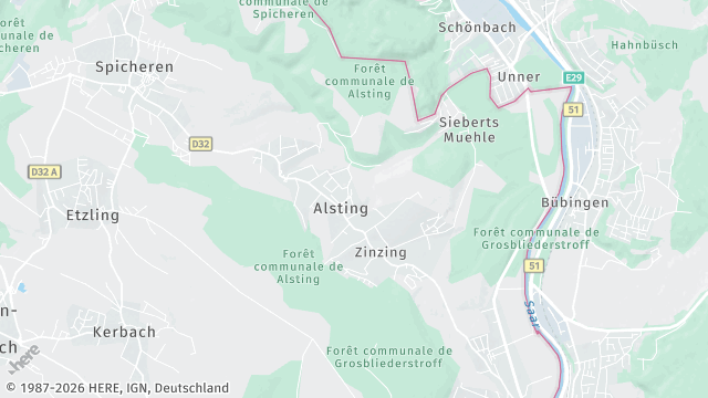 Carte de la zone d'intervention à Alsting