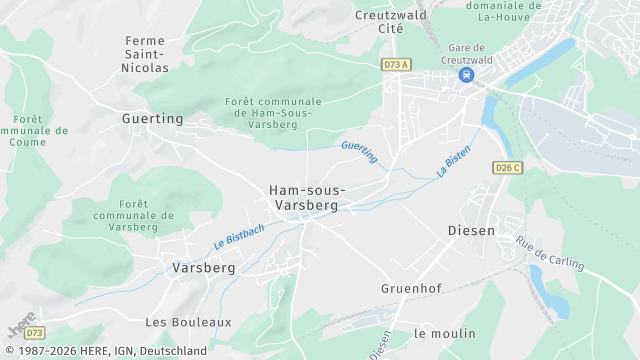 Carte de la zone d'intervention à Ham-sous-Varsberg