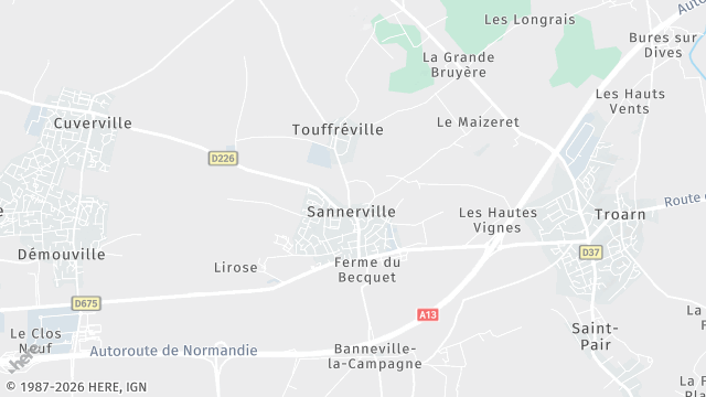 Carte de la zone d'intervention à Sannerville
