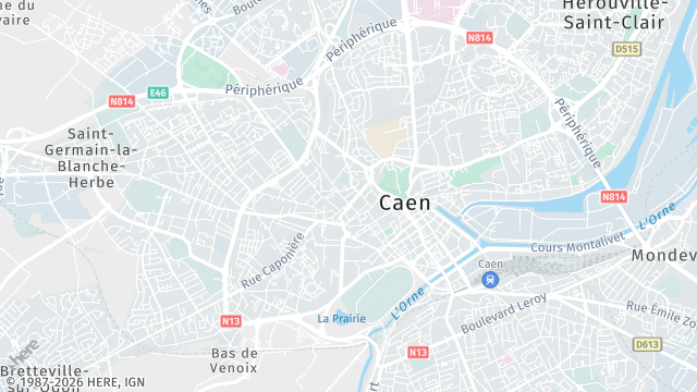 Carte de la zone d'intervention à Caen