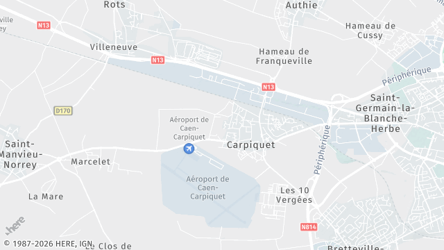 Carte de la zone d'intervention à Carpiquet