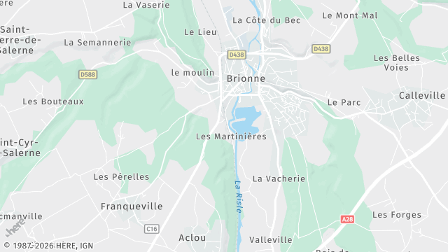 Carte de la zone d'intervention à Brionne