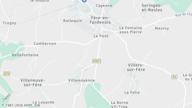 Carte de la zone d'intervention à Fère-en-Tardenois