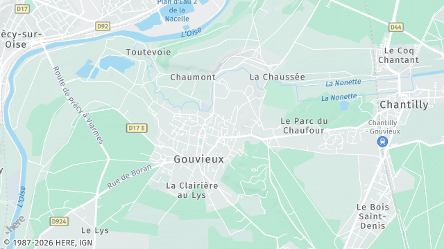 Carte de la zone d'intervention à Gouvieux