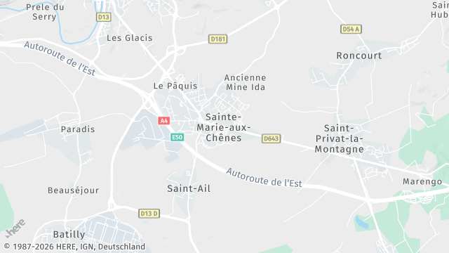 Carte de la zone d'intervention à Sainte-Marie-aux-Chênes