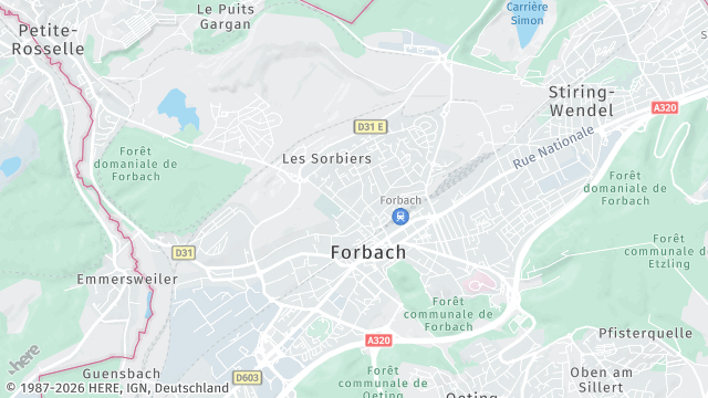 Carte de la zone d'intervention à Forbach