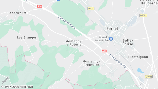 Carte de la zone d'intervention à Bornel
