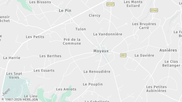 Carte de la zone d'intervention à Moyaux