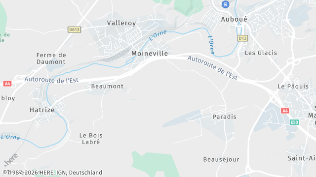 Carte de la zone d'intervention à Moineville