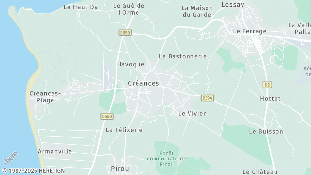 Carte de la zone d'intervention à Créances