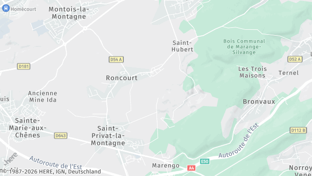 Carte de la zone d'intervention à Roncourt