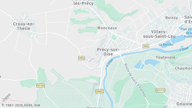 Carte de la zone d'intervention à Précy-sur-Oise