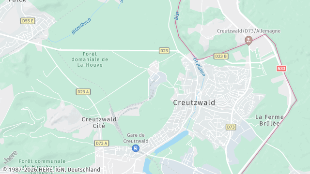 Carte de la zone d'intervention à Creutzwald