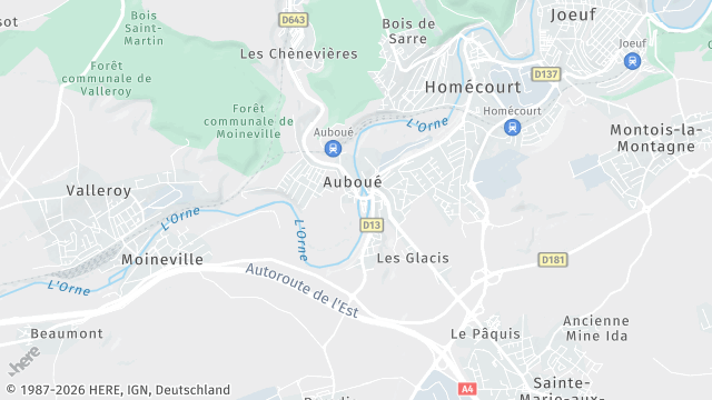 Carte de la zone d'intervention à Auboué