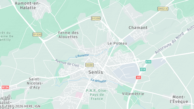 Carte de la zone d'intervention à Senlis