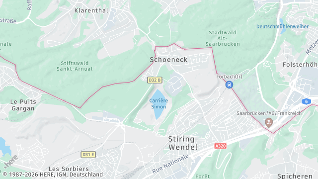 Carte de la zone d'intervention à Schœneck