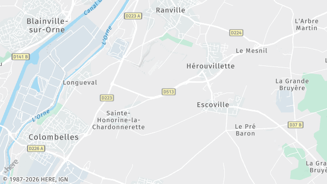 Carte de la zone d'intervention à Hérouvillette